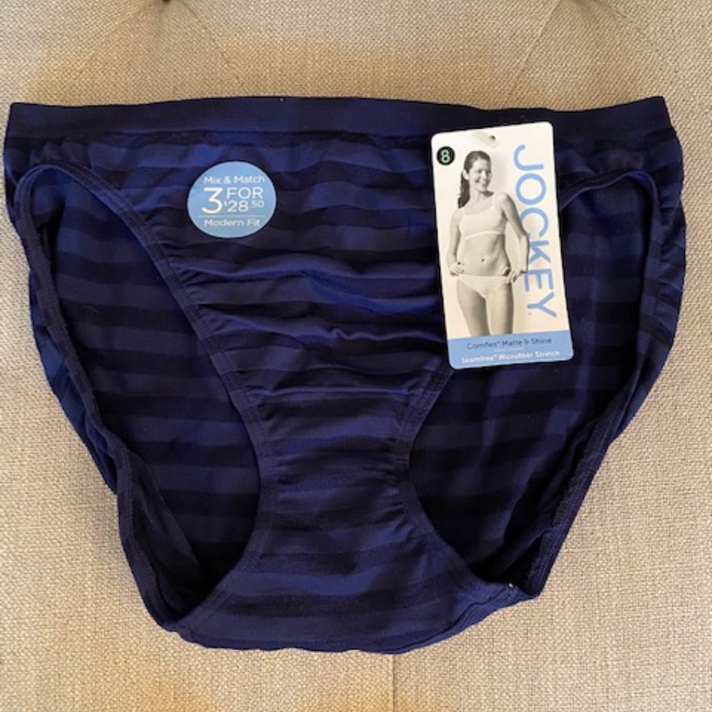 Jockey Matte & Shine Bikini, NWT, 8 Navy